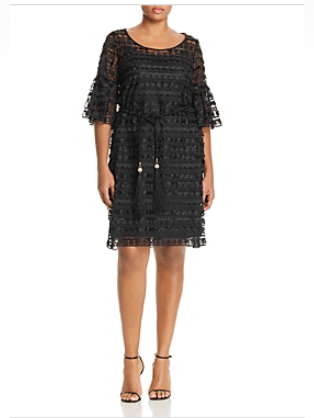 Marina Rinaldi Diaspro Black Tulle Shift Dress Size 18 Missing Slip $765